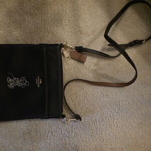 Coach Black Leather Crossbody with Mickey Motif